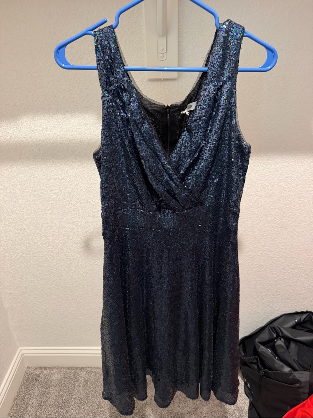 Grace Karin Navy Blue Sequin V-Neck Mini Dress